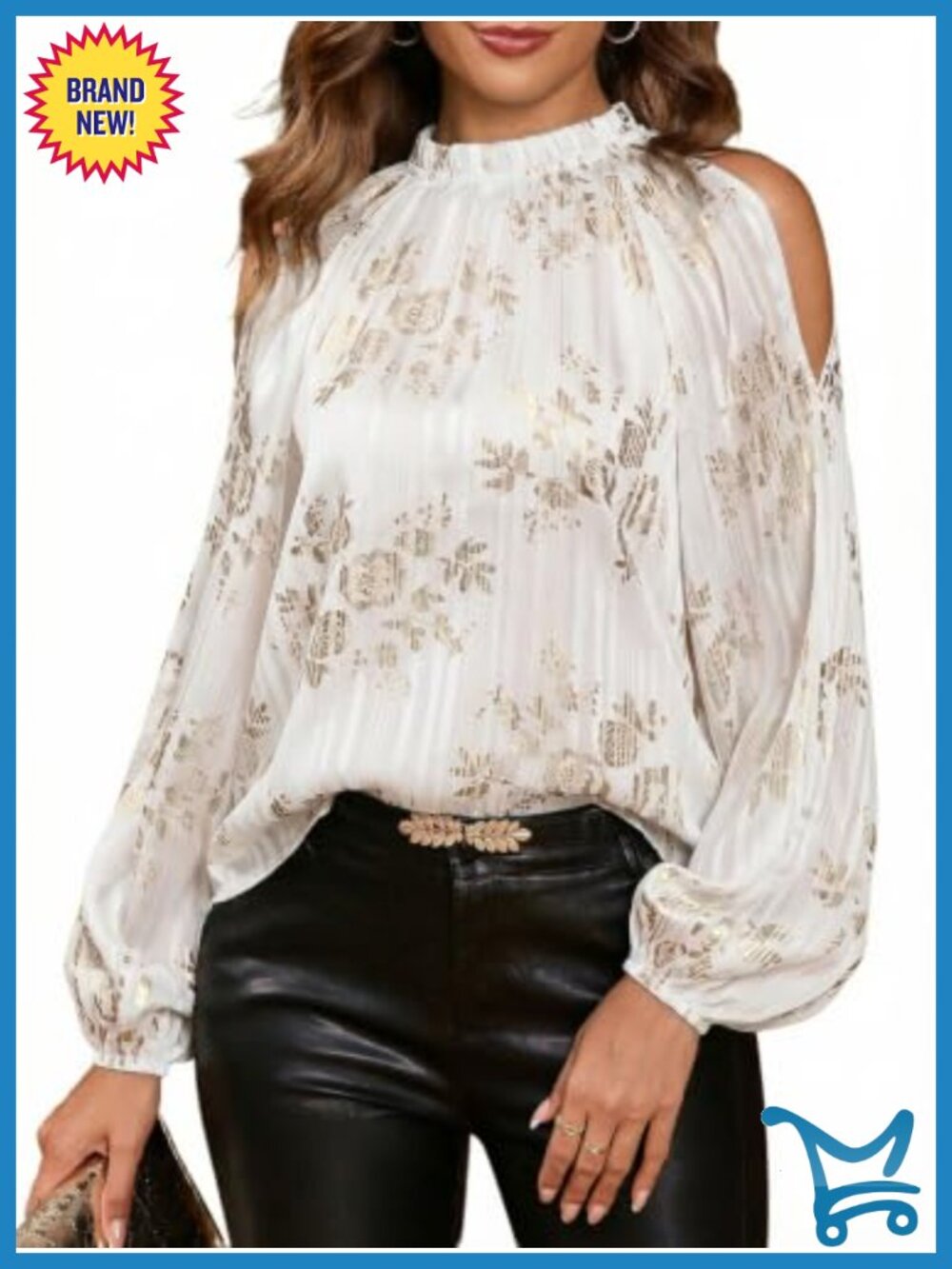 Cold Shoulder Sheer Chiffon Blouse Long Sleeve Pullover Top